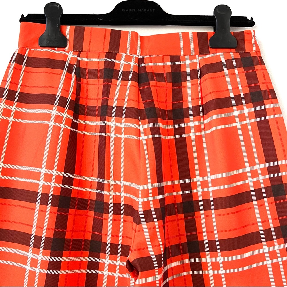 FHQ Collection Trendy Plaid Pants in Orange and Brown - Picture 4 of 9
